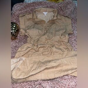 Time and Tru Tan Button-Up Dress